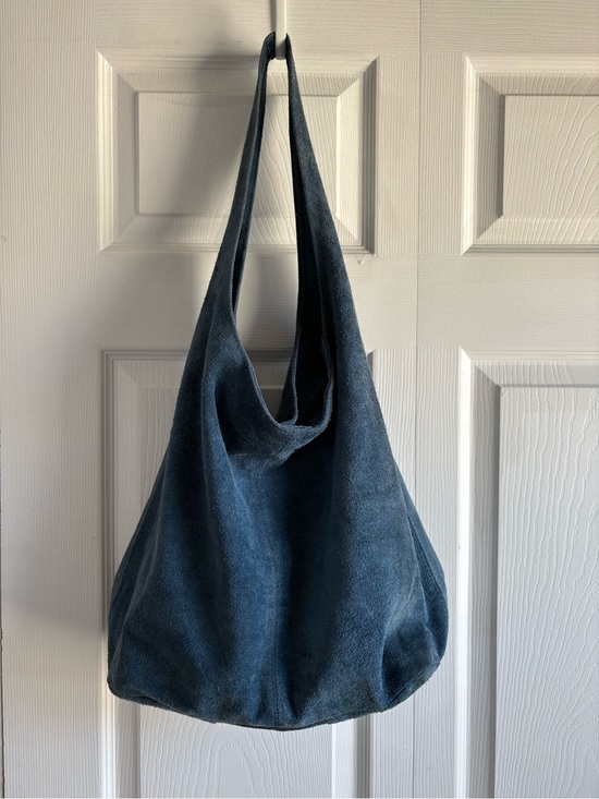 Unbranded Handbags - Large Suede Leather Seafoam Blue Slouch Hobo Bag Lagenlook Hippie Boho Academia